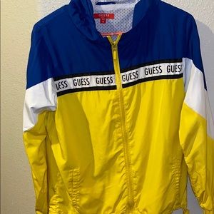Blue and yellow guess windbreaker